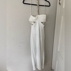 Zara White Dress with Chained Halter Strap